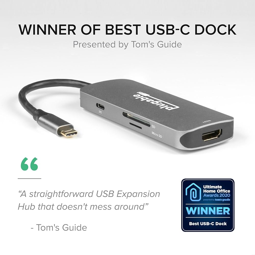 plugable　7-in-1　usb-c　ドッキングステーション　4K Amazon.com: Plugable 7-in-1 USB-C DisplayLink Dock – Dual 4K